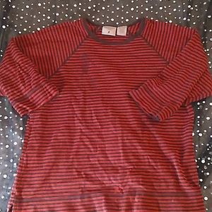 Mountain lake striped shirt